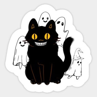 BLACK CAT AND GHOSTS Halloween Trendy Sticker